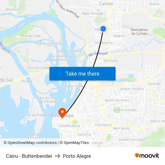 Cairu - Buttenbender to Porto Alegre map