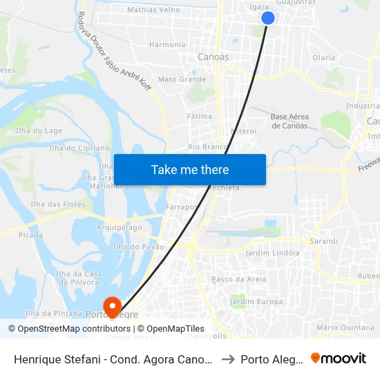 Henrique Stefani - Cond. Agora Canoas to Porto Alegre map