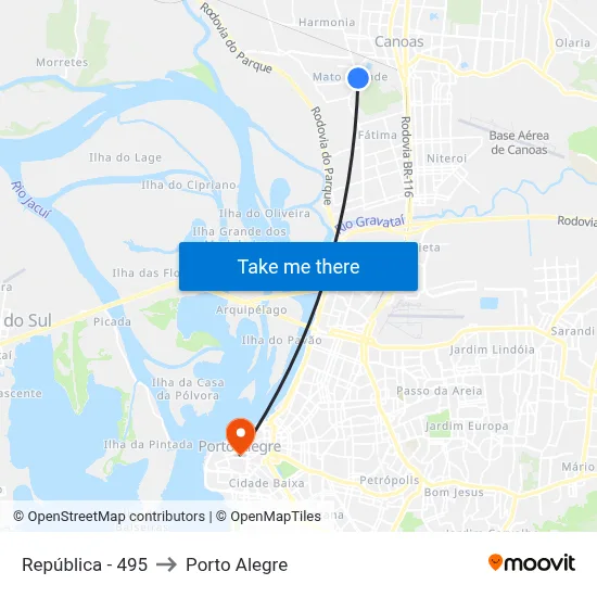 República - 495 to Porto Alegre map