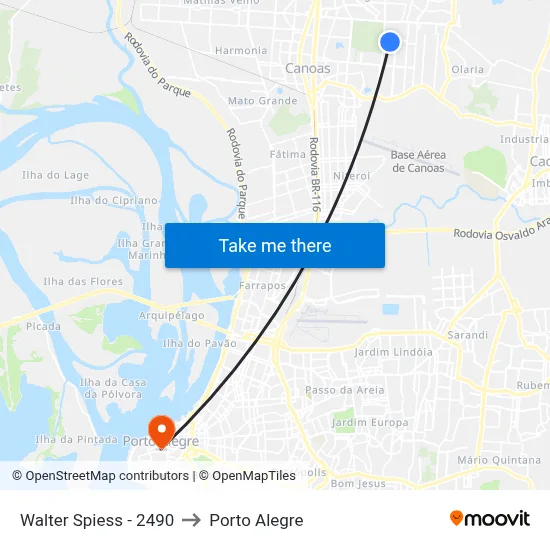 Walter Spiess - 2490 to Porto Alegre map