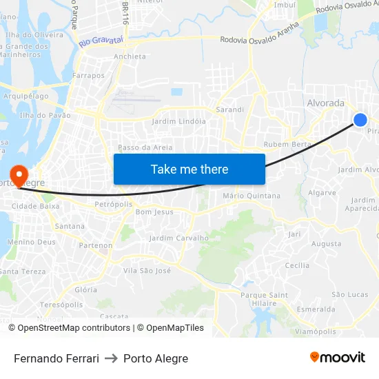 Fernando Ferrari to Porto Alegre map