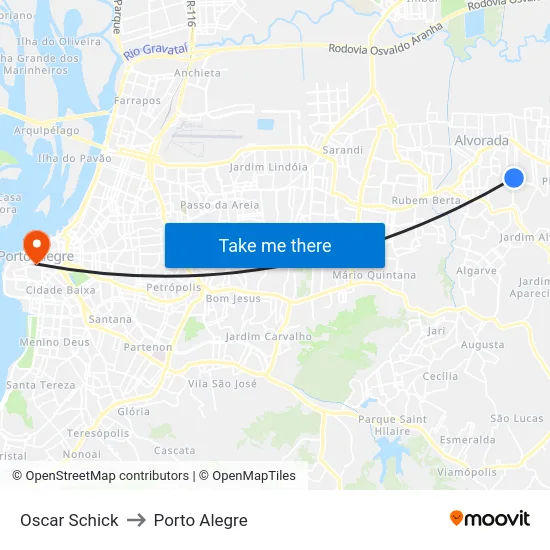 Oscar Schick to Porto Alegre map