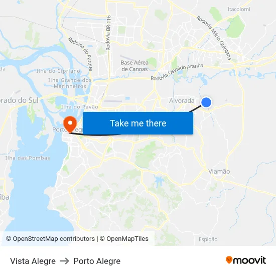 Vista Alegre to Porto Alegre map