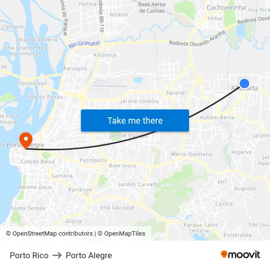 Porto Rico to Porto Alegre map