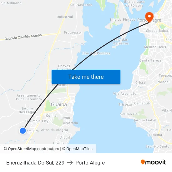 Encruzilhada Do Sul, 229 to Porto Alegre map