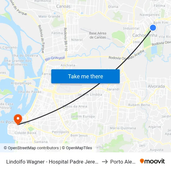 Lindolfo Wagner - Hospital Padre Jeremias to Porto Alegre map