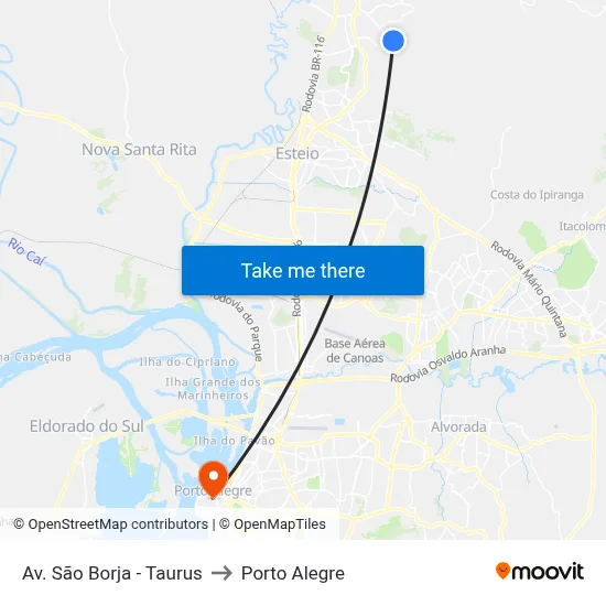 Av. São Borja - Taurus to Porto Alegre map