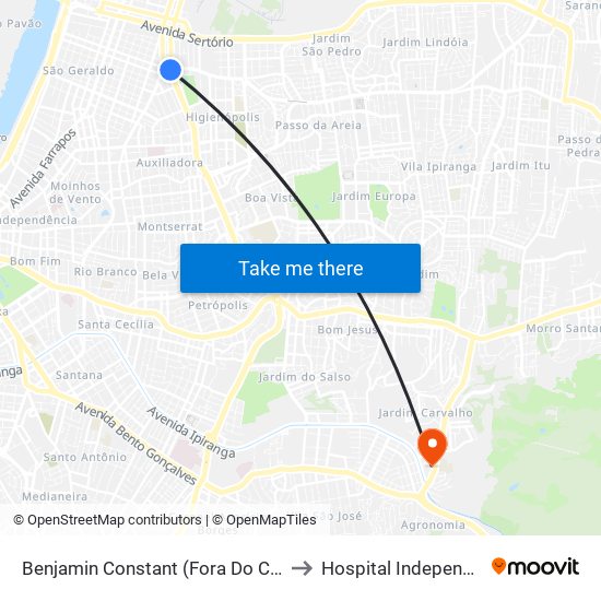 Benjamin Constant (Fora Do Corredor) to Hospital Independência map