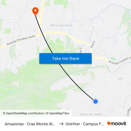 Amazonas - Cras Monte Alegre to Uniritter - Campus Fapa map