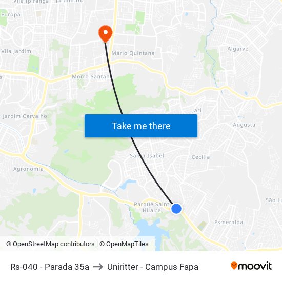 Rs-040 - Parada 35a to Uniritter - Campus Fapa map