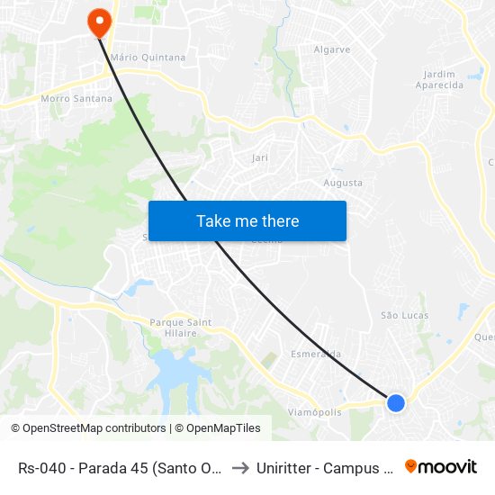 Rs-040 - Parada 45 (Santo Onofre) to Uniritter - Campus Fapa map