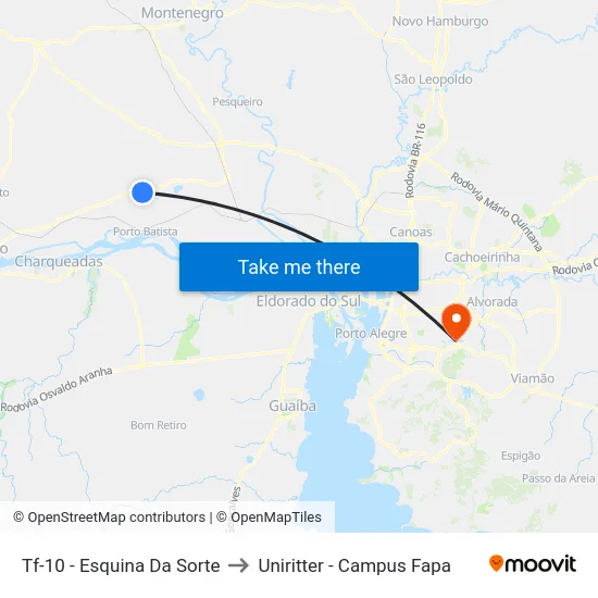 Tf-10 - Esquina Da Sorte to Uniritter - Campus Fapa map