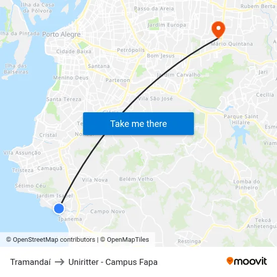 Tramandaí to Uniritter - Campus Fapa map