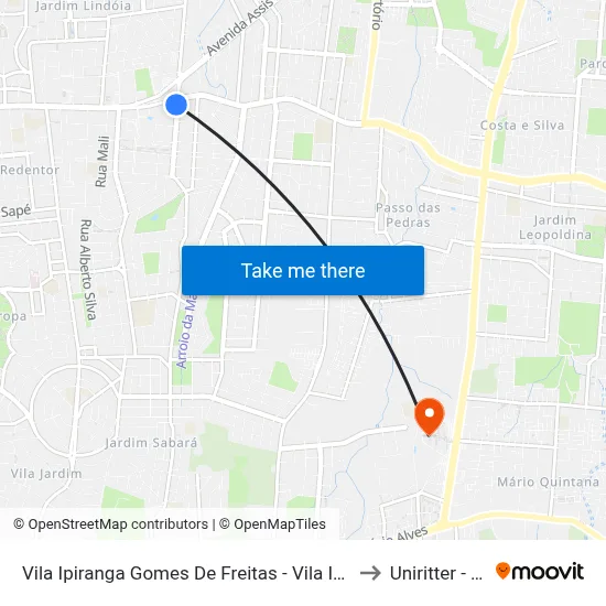 Vila Ipiranga Gomes De Freitas - Vila Ipiranga Porto Alegre - Rs 91010-004 Brasil to Uniritter - Campus Fapa map
