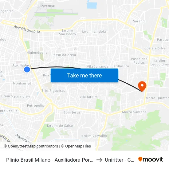 Plinio Brasil Milano - Auxiliadora Porto Alegre - Rs 90450-080 Brasil to Uniritter - Campus Fapa map