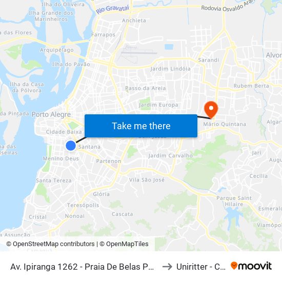 Av. Ipiranga 1262 - Praia De Belas Porto Alegre - Rs 90160-091 Brasil to Uniritter - Campus Fapa map