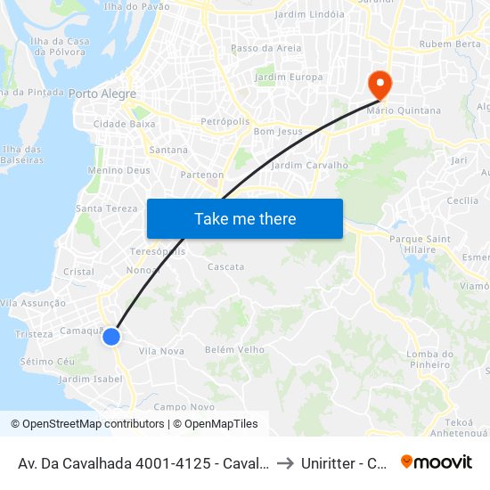 Av. Da Cavalhada 4001-4125 - Cavalhada Porto Alegre - Rs Brasil to Uniritter - Campus Fapa map