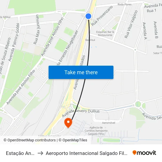Estação Anchieta to Aeroporto Internacional Salgado Filho - Terminal 2 map