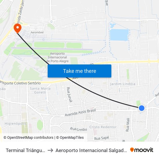 Terminal Triângulo (18)(24) to Aeroporto Internacional Salgado Filho - Terminal 2 map