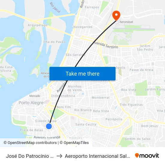 José Do Patrocínio - Venâncio Aires to Aeroporto Internacional Salgado Filho - Terminal 2 map