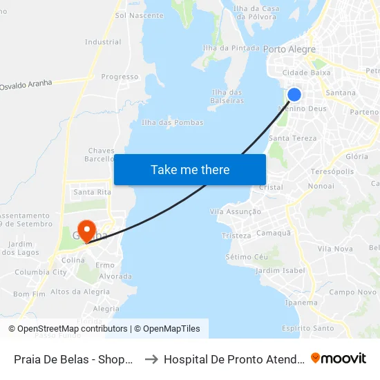 Praia De Belas - Shopping Bc to Hospital De Pronto Atendimento map
