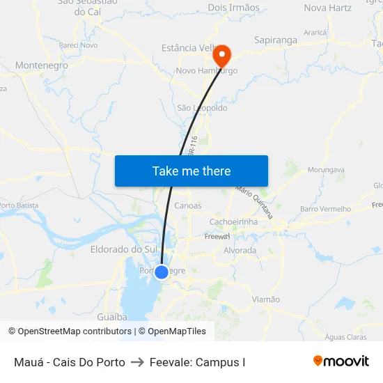 Mauá - Cais Do Porto to Feevale: Campus I map