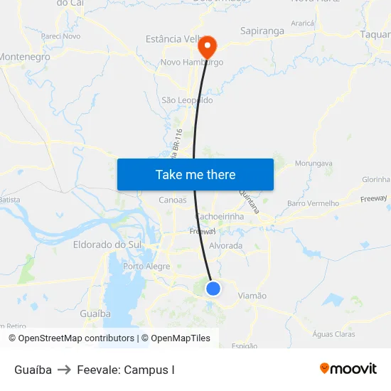 Guaíba to Feevale: Campus I map