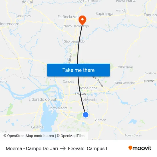 Moema - Campo Do Jari to Feevale: Campus I map