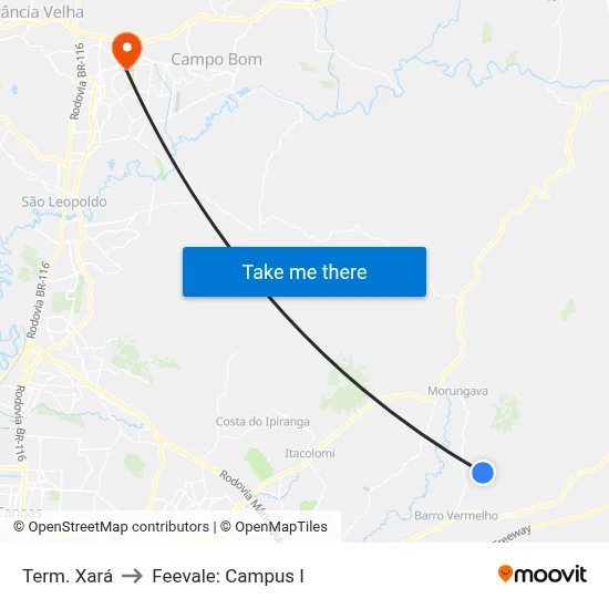 Term. Xará to Feevale: Campus I map