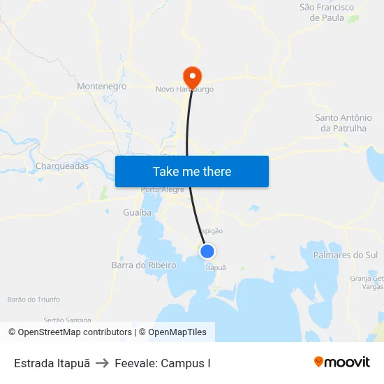 Estrada Itapuã to Feevale: Campus I map