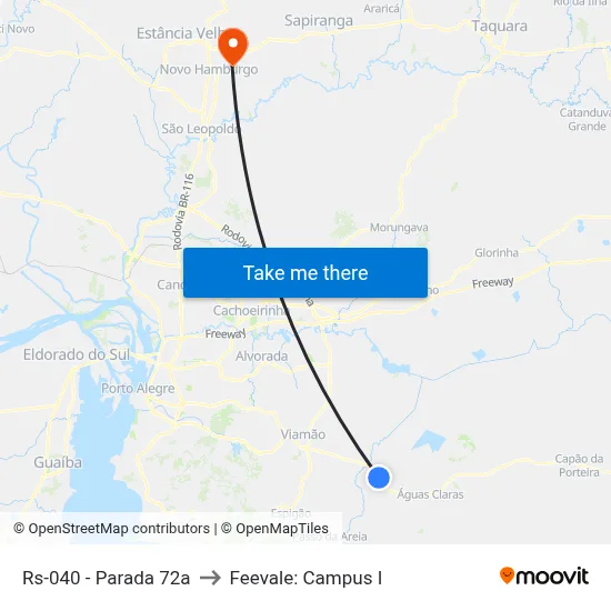 Rs-040 - Parada 72a to Feevale: Campus I map