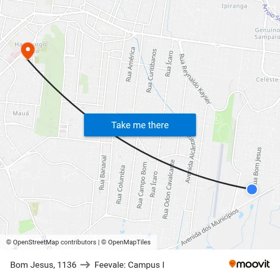 Bom Jesus, 1136 to Feevale: Campus I map