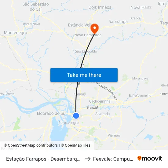 Estação Farrapos - Desembarque to Feevale: Campus I map
