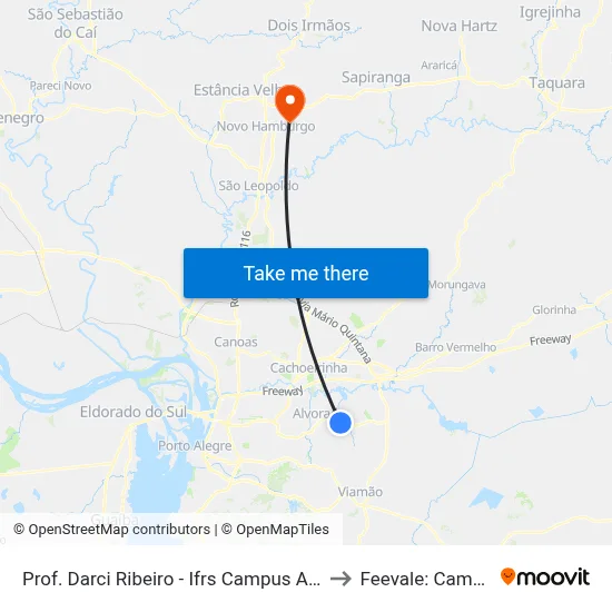 Prof. Darci Ribeiro - Ifrs Campus Alvorada to Feevale: Campus I map
