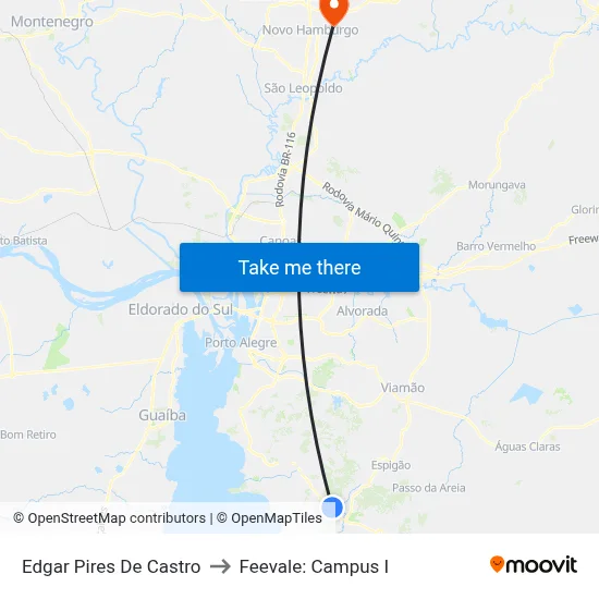 Edgar Pires De Castro to Feevale: Campus I map