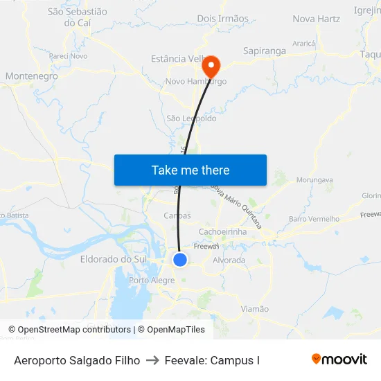 Aeroporto Salgado Filho to Feevale: Campus I map