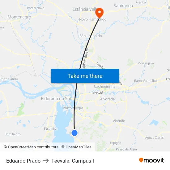 Eduardo Prado to Feevale: Campus I map