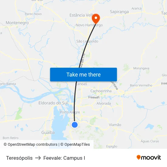 Teresópolis to Feevale: Campus I map