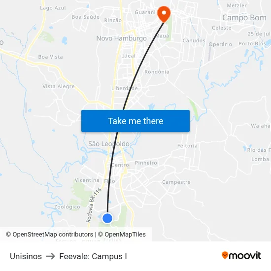 Unisinos to Feevale: Campus I map