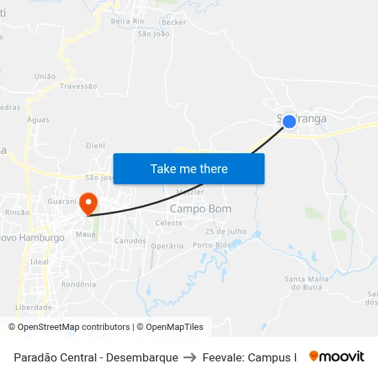Paradão Central - Desembarque to Feevale: Campus I map