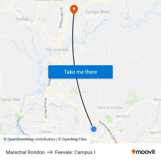 Marechal Rondon to Feevale: Campus I map