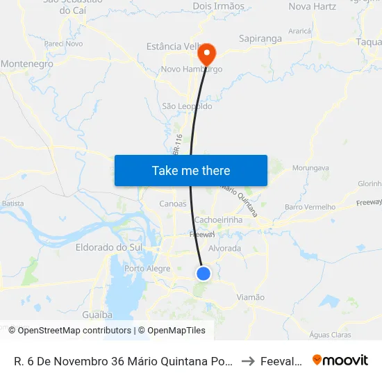 R. 6 De Novembro 36 Mário Quintana Porto Alegre - Rio Grande Do Sul 91270-320 Brasil to Feevale: Campus I map