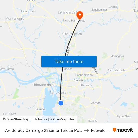Av. Joracy Camargo 23santa Tereza Porto Alegre - Rs 90840-520 Brasil to Feevale: Campus I map
