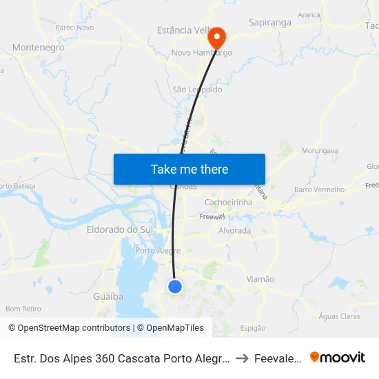 Estr. Dos Alpes 360 Cascata Porto Alegre - Rio Grande Do Sul 91720-120 Brasil to Feevale: Campus I map