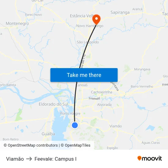 Viamão to Feevale: Campus I map