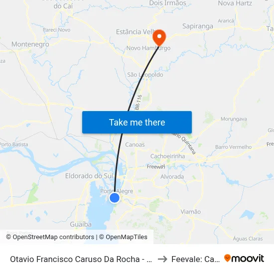 Otavio Francisco Caruso Da Rocha - Parque Harmonia to Feevale: Campus I map