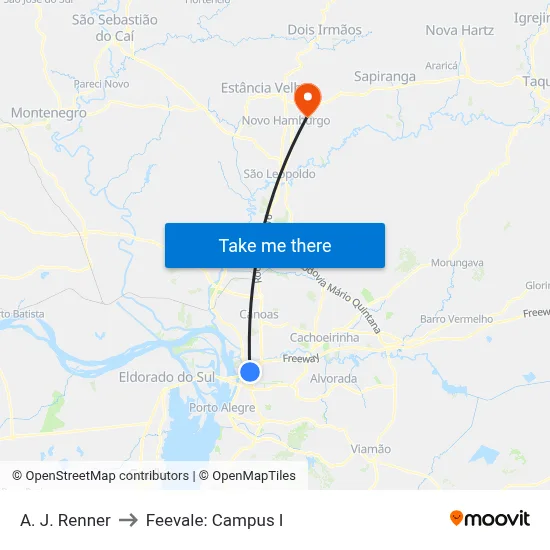 A. J. Renner to Feevale: Campus I map
