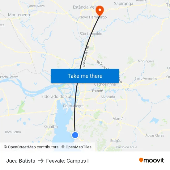 Juca Batista to Feevale: Campus I map