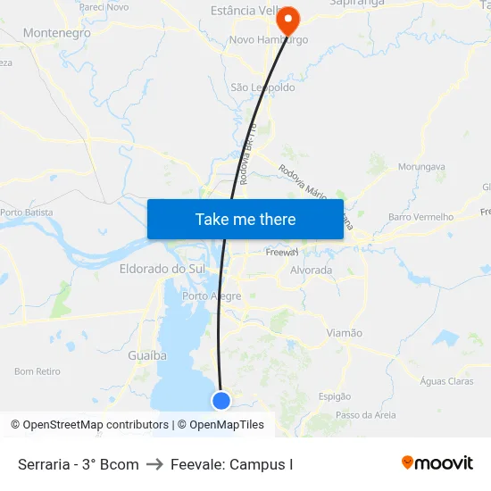 Serraria - 3° Bcom to Feevale: Campus I map