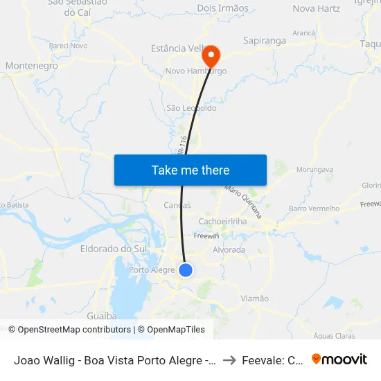 Joao Wallig - Boa Vista Porto Alegre - Rs 91380-001 Brasil to Feevale: Campus I map